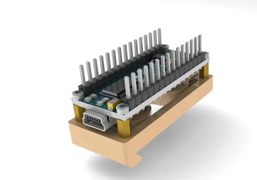 Ngàm gắn Arduino Nano lên DIN rail (DIN rail mount) tối giản - Image 2