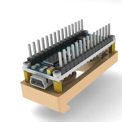 Ngàm gắn Arduino Nano lên DIN rail (DIN rail mount) tối giản