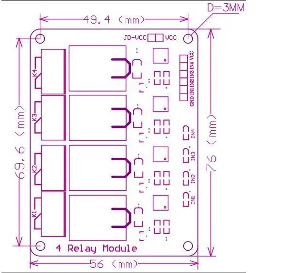 Giá đỡ module relay 4 kênh gắn ray DIN - Image 4