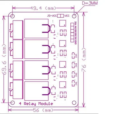 Giá đỡ module relay 4 kênh gắn ray DIN