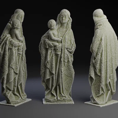 Tượng Đức Mẹ và Chúa Hài Đồng - Mô hình 3D chi tiết cao