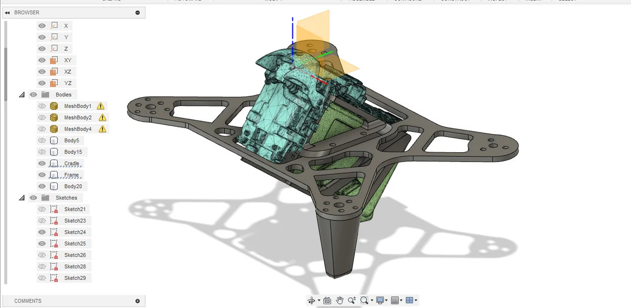 Frame Carbonme cho DJI FPV + Cradle & Feet in 3D Printer - Image 1