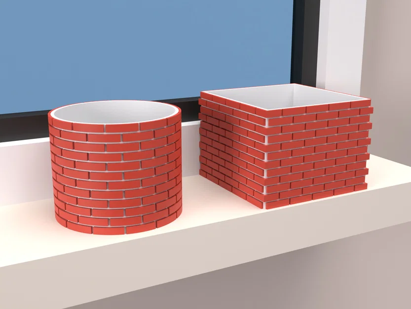 Chậu trồng cây và khay đựng đồ họa tiết gạch xây (Bricked Pot) độc đáo - Image 1