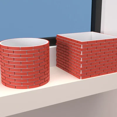 Chậu trồng cây và khay đựng đồ họa tiết gạch xây (Bricked Pot) độc đáo
