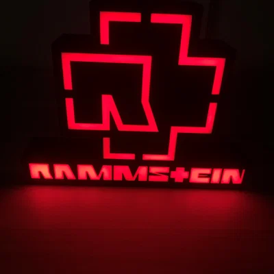 Mẫu đèn trang trí Light Box logo Rammstein in 3D cực chất