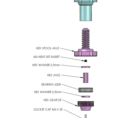 Winder Spool Holder with Hex Axle (Bộ giữ spool winder với trục lục giác)