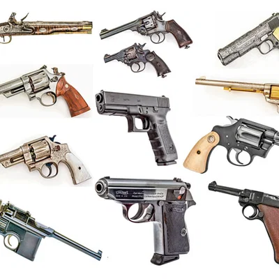 Bộ sưu tập mô hình súng 3D lịch sử (Luger, Colt, Glock) tỷ lệ 1:1