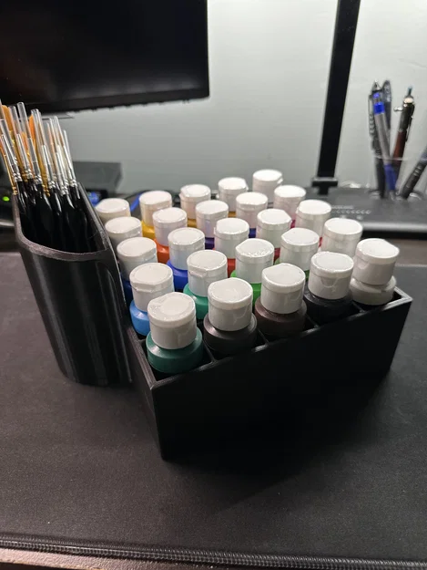 Khay đựng sơn Acrylic 25 ngăn kèm ống cắm cọ in 3D thông minh - Image 1
