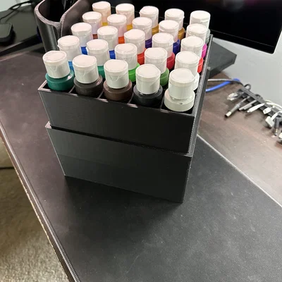 Khay đựng sơn Acrylic 25 ngăn kèm ống cắm cọ in 3D thông minh