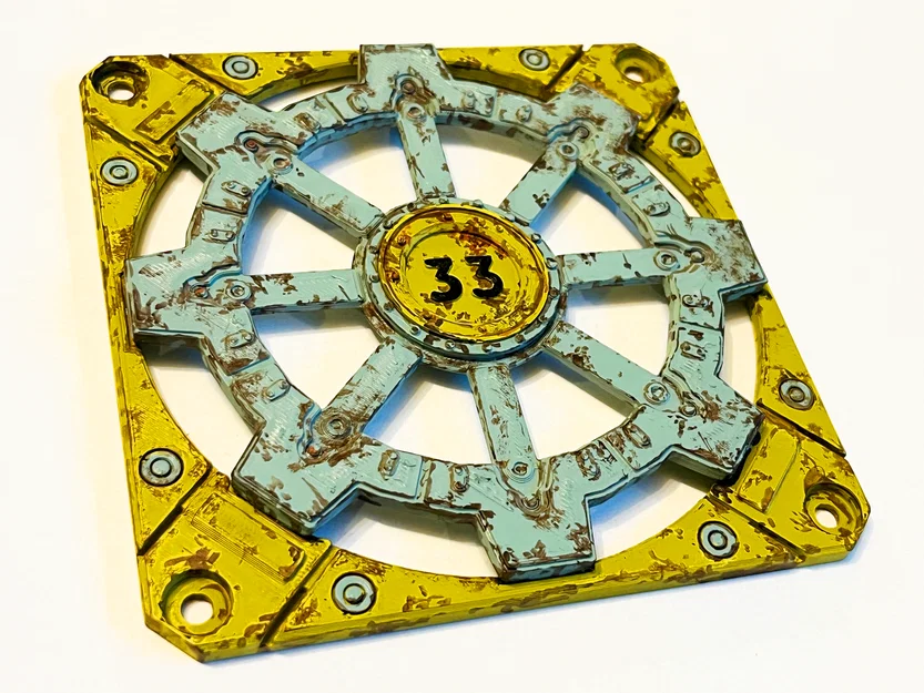 Nắp lưới che quạt 120mm kiểu cửa Vault Fallout - Image 2