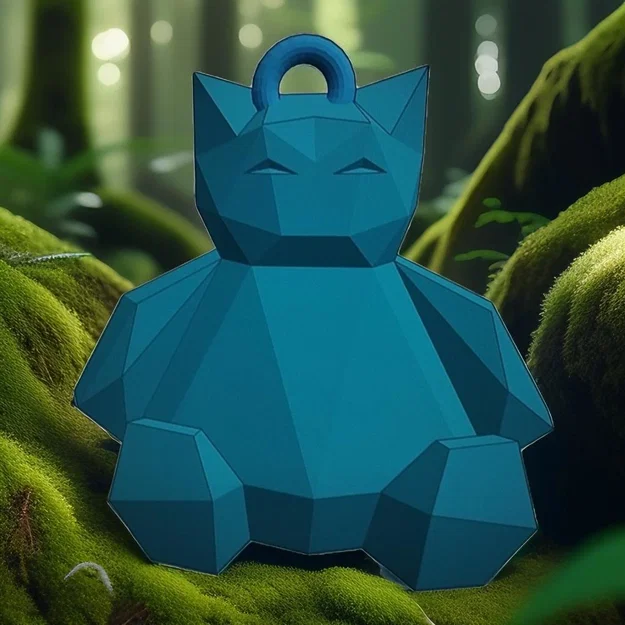 Móc khóa Snorlax Low Poly phong cách độc đáo cho fan Pokémon - Image 1