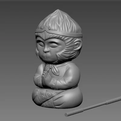 Mô hình Tề Thiên Đại Thánh 60mm 3D dễ thương trang trí bàn làm việc