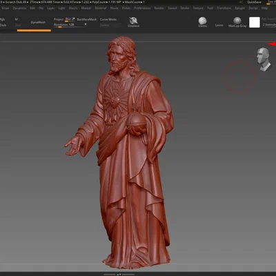 Mô hình tượng Chúa Jesus điêu khắc chi tiết cho in 3D