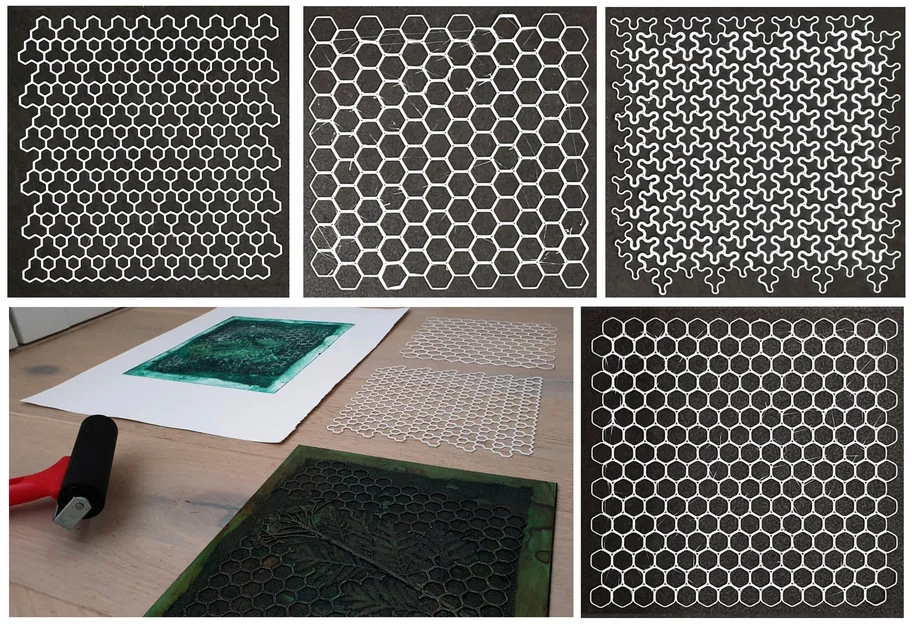 Bộ mẫu họa tiết hình học 3D cho nghệ thuật in ấn Collagraph - Image 1