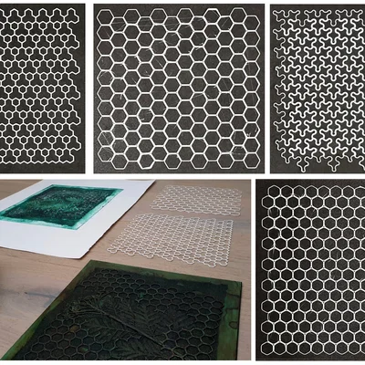 Bộ mẫu họa tiết hình học 3D cho nghệ thuật in ấn Collagraph