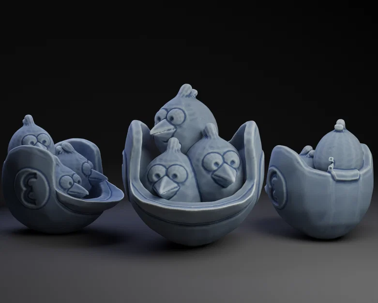 Mô hình 3D bộ ba chim xanh The Blues (Angry Birds) trang trí độc đáo - Image 1