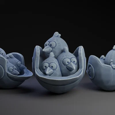 Mô hình 3D bộ ba chim xanh The Blues (Angry Birds) trang trí độc đáo