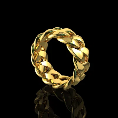 File in 3D nhẫn dây xích Cuban sang trọng - Gold Cuban Link Ring