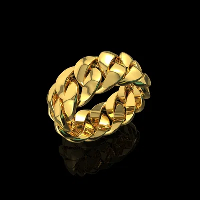 File in 3D nhẫn dây xích Cuban sang trọng - Gold Cuban Link Ring