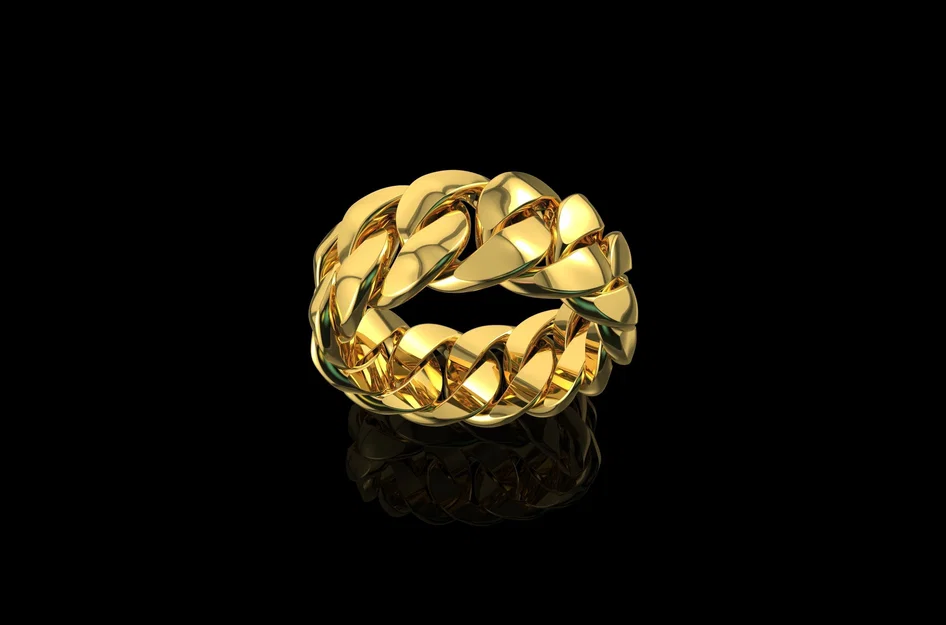 File in 3D nhẫn dây xích Cuban sang trọng - Gold Cuban Link Ring - Image 4