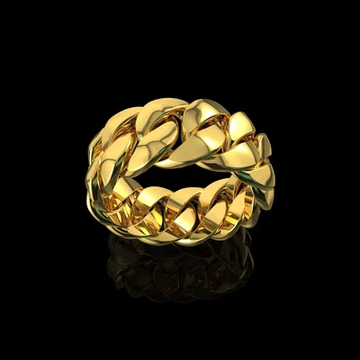 File in 3D nhẫn dây xích Cuban sang trọng - Gold Cuban Link Ring