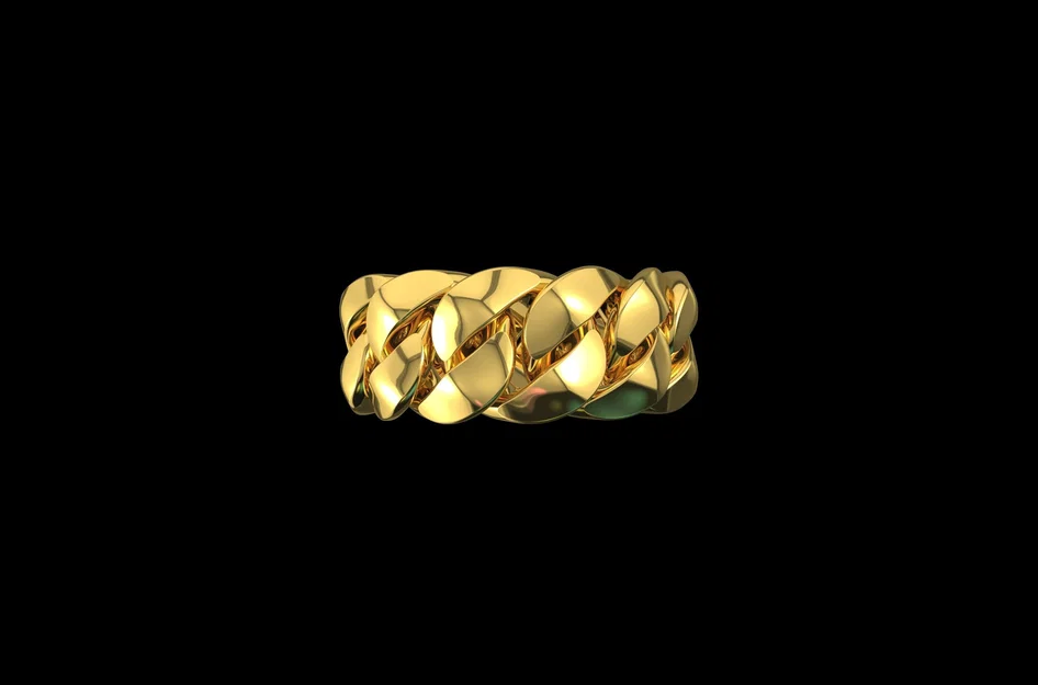 File in 3D nhẫn dây xích Cuban sang trọng - Gold Cuban Link Ring - Image 5