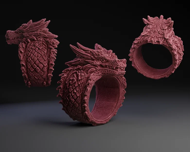 Mẫu nhẫn rồng Dragon Ring #2 - Thiết kế trang sức in 3D độc đáo - Image 1