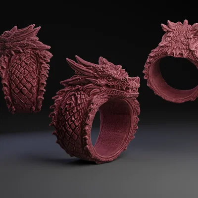 Mẫu nhẫn rồng Dragon Ring #2 - Thiết kế trang sức in 3D độc đáo