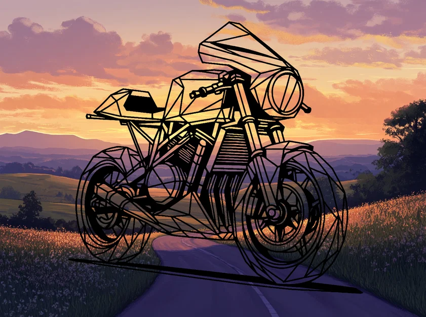 Mô hình trang trí xe máy Cafe Racer nghệ thuật Geometric 3D - Image 1