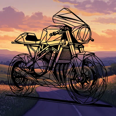 Mô hình trang trí xe máy Cafe Racer nghệ thuật Geometric 3D