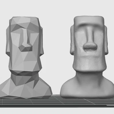 Bộ tượng Moai trang trí để bàn: Phiên bản Low Poly và Truyền thống