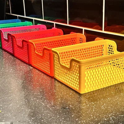 Giỏ xếp chồng chữ nhật 140x200mm kèm nắp - họa tiết Hexagon