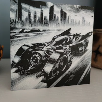 Mô hình tranh in 3D Batcar phong cách nghệ thuật Hueforge