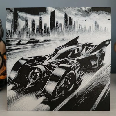 Mô hình tranh in 3D Batcar phong cách nghệ thuật Hueforge