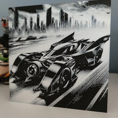 Mô hình tranh in 3D Batcar phong cách nghệ thuật Hueforge