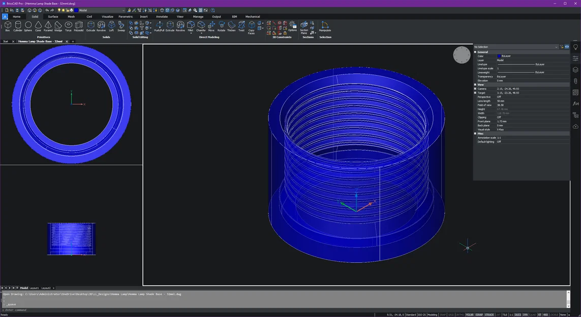 Đế chụp đèn Hemma (IKEA) – Shade Base (file DWG/STEP) - Image 3