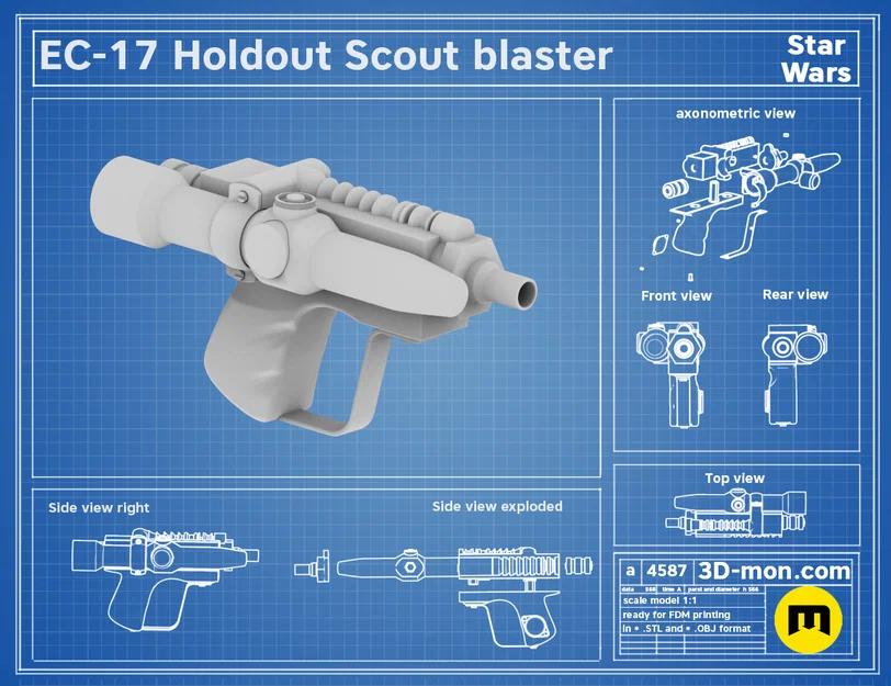 EC-17 HOLDOUT SCOUT BLASTER - Model in 3D (STL) Star Wars - Image 1
