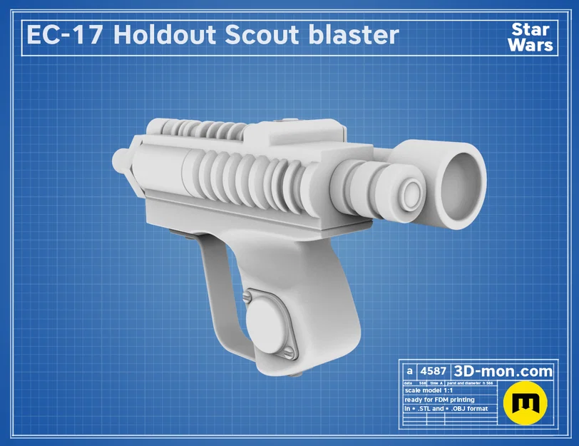 EC-17 HOLDOUT SCOUT BLASTER - Model in 3D (STL) Star Wars - Image 2