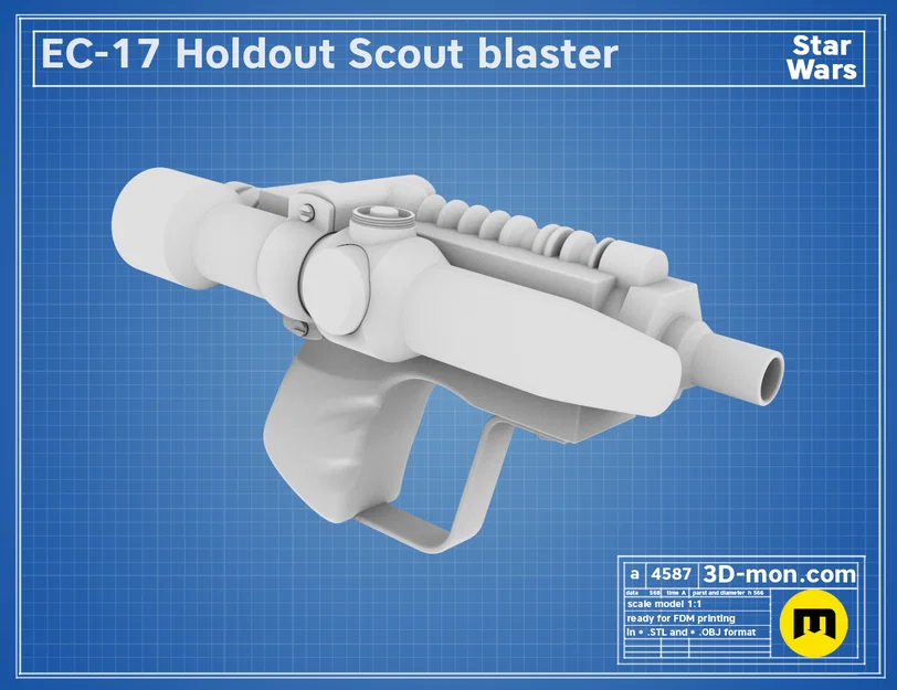 EC-17 HOLDOUT SCOUT BLASTER - Model in 3D (STL) Star Wars - Image 3