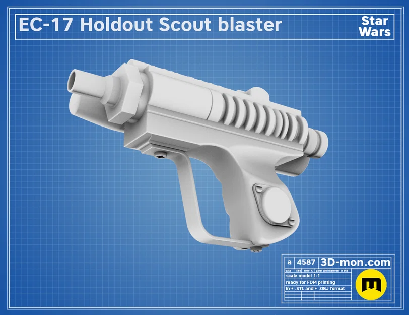 EC-17 HOLDOUT SCOUT BLASTER - Model in 3D (STL) Star Wars - Image 7