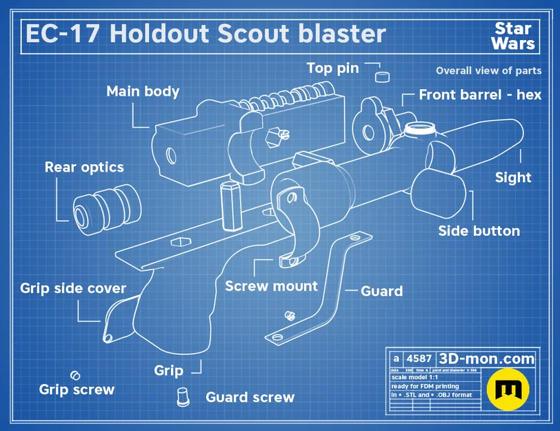 EC-17 HOLDOUT SCOUT BLASTER - Model in 3D (STL) Star Wars - Image 10