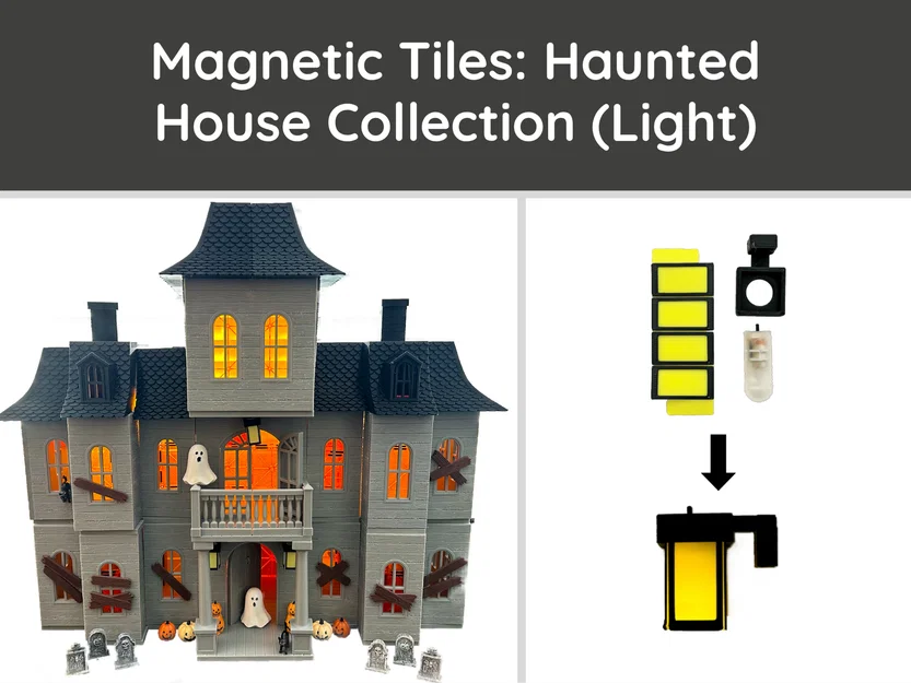 Magnetic Tiles Haunted House: Light (Đế đèn & Chụp đèn) - Image 1