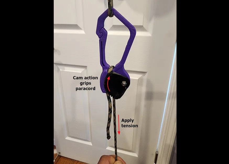 #0089 Móc D Rugged kèm cam khóa siết dây [paracord 4mm] - Image 3