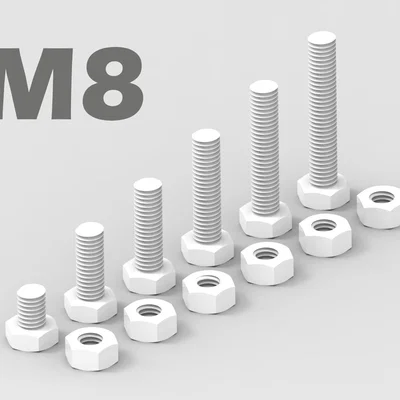 Bộ ốc vít và đai ốc M8 (6 kích thước) - In 3D dễ dàng