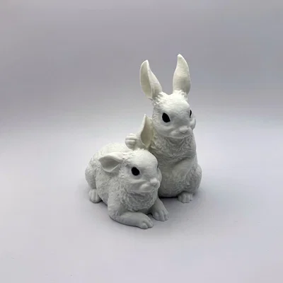 Mô hình trang trí Hai Chú Thỏ (Two Bunnies) in 3D dễ thương