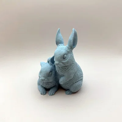 Mô hình trang trí Hai Chú Thỏ (Two Bunnies) in 3D dễ thương