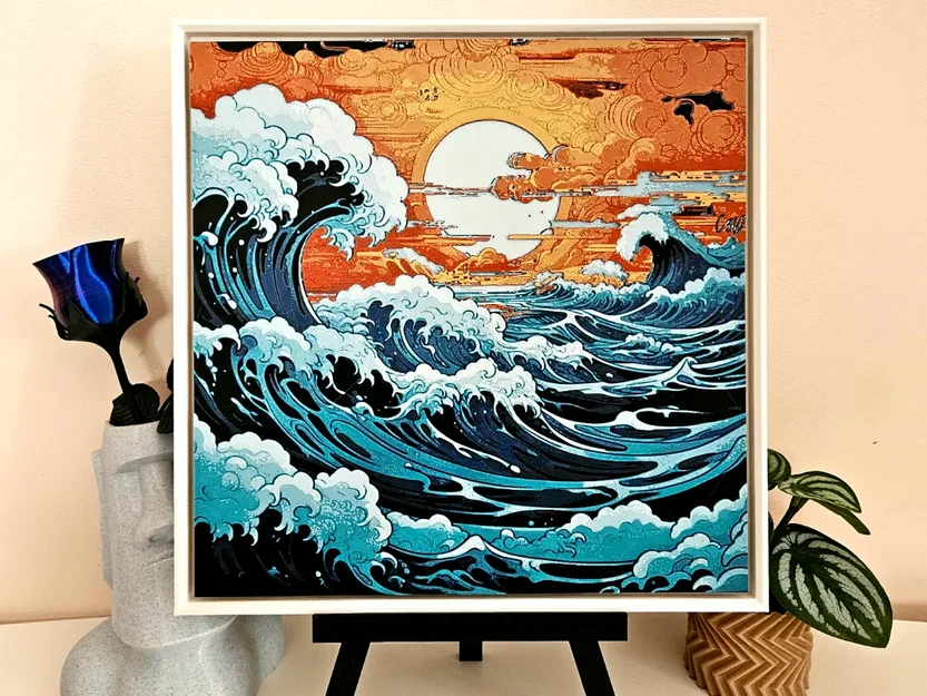 Sóng Nhật Bản - Filament Painting (Hueforge) - Image 1