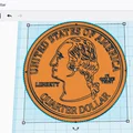 Mô hình 3D đồng xu Quarter Dollar Hoa Kỳ cực kỳ sắc nét - Thumbnail 2