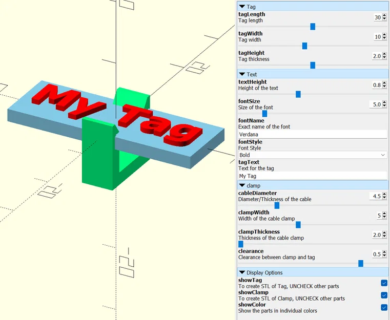 Bộ tạo thẻ dây cáp tuỳ chỉnh (Cable Tag Generator - OpenSCAD) - Image 5