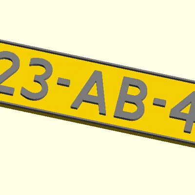 Móc khóa biển số Hà Lan / Dutch License Plate Key Chain (OpenSCAD)